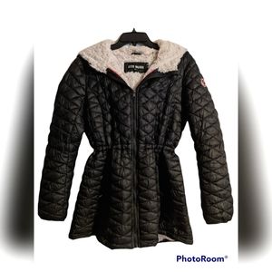Steve Madden Hooded Puffer / Bomber Jacket Cinch-Waste Coat Sz M